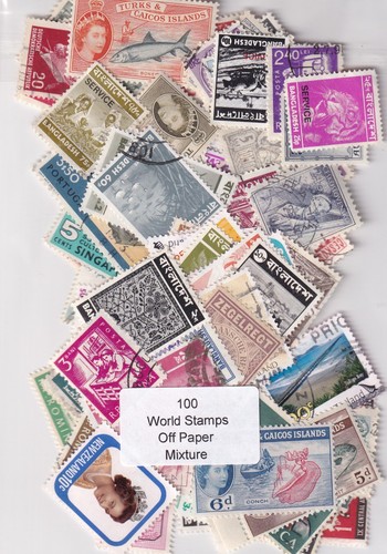 100 world stamps - off, paper